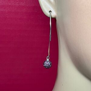 Sterling Silver Crystal Ball Threader Earrings. 2 inches long